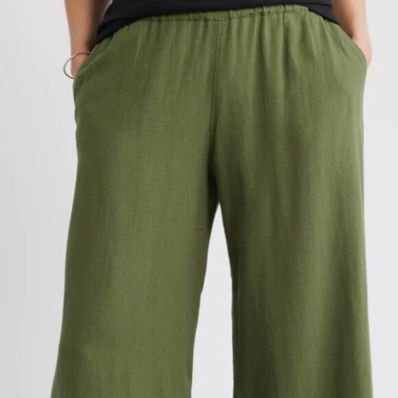 Caslon Linen Wide Leg Pants Green Size M - Picture 2 of 9